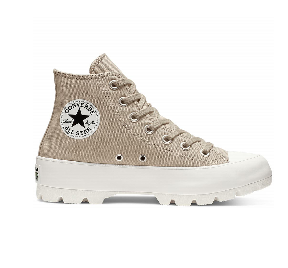 Tenis Converse Chuck Taylor All Star Lugged Cano Alto Mulher Bege/Branco 150469ZWN